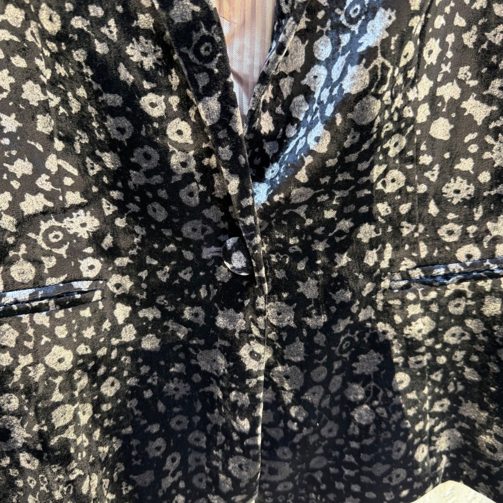 Anthropologie Elevenses Blazer Dress Jacket Lumi Velvet Velour Black Floral sz 4 - Picture 7 of 13